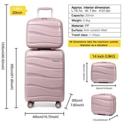 Melalenia Luggage Carry On Suitcase, PP Material Suitcase With Spinner Wheels,TSA Luggage Locks 22x14x9 Airline Approved (Nude Pink) -Vera Bradley Shop 51bXJq7pQLL