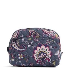 Vera Bradley Women's Signature Cotton Medium Cosmetic Makeup Organizer Bag, Felicity Paisley, One Size