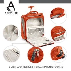 16.5" Underseat Women Luggage Carry On Suitcase - Small Rolling Tote Bag With Wheels (Orange) 14 16.5" Underseat Women Luggage Carry On Suitcase - Small Rolling Tote Bag With Wheels (Orange) -Vera Bradley Shop 51ciIJ8ufYL