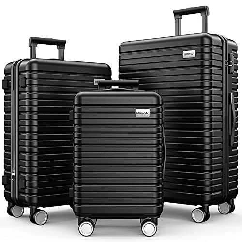 BEOW Expandable Luggage Sets Clearance 3 Piece Hardshell Lightweight PC+ABS Suitcase Spinner Wheels TSA Lock Black 3 BEOW Expandable Luggage Sets Clearance 3 Piece Hardshell Lightweight PC+ABS Suitcase Spinner Wheels TSA Lock Black