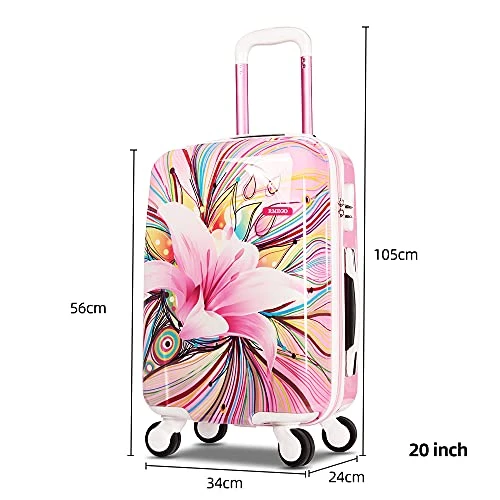 AO WEI LA OW Tourist Luggage Carry On Luggage With Spinner Wheels Rolling Suitcase For Women And Girls, Ascending Gardens Flowers (Pink ,20 Inch) 4 AO WEI LA OW Tourist Luggage Carry On Luggage With Spinner Wheels Rolling Suitcase For Women And Girls, Ascending Gardens Flowers (Pink ,20 Inch) - Image 2