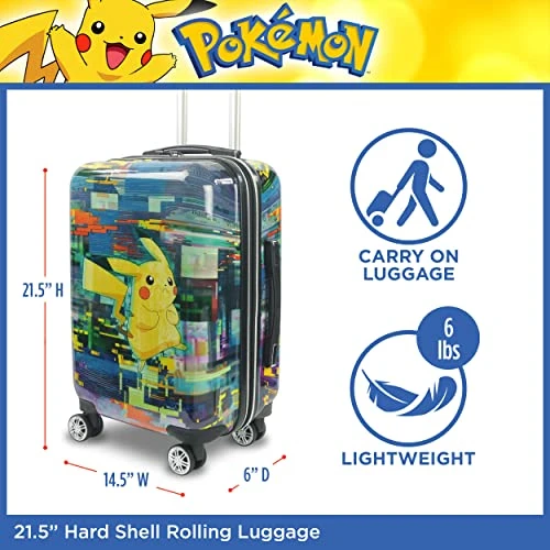Ful Pokemon Pikachu 21 Inch Rolling Luggage, Hardshell Carry On Suitcase With Wheels, Multicolor (FBML0001-998) 9 Ful Pokemon Pikachu 21 Inch Rolling Luggage, Hardshell Carry On Suitcase With Wheels, Multicolor (FBML0001-998) - Image 7