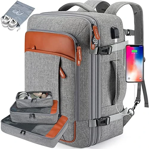 Carry On Backpack, Extra Large 40L Flight Approved Travel Backpack For Men & Women,Expandable Large Suitcase Backpacks With 4 Packing Cubes,Water Resistant Luggage Daypack Business Weekender Bag,Grey 3 Carry On Backpack, Extra Large 40L Flight Approved Travel Backpack For Men & Women,Expandable Large Suitcase Backpacks With 4 Packing Cubes,Water Resistant Luggage Daypack Business Weekender Bag,Grey