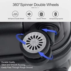 Ceilo ABS Hardside Luggage Sets With USB Interface Laptop Pocket,Lightweight Carry On Suitcase With TSA Lock&360°Spinner Wheels,Black,3-Piece Travel Luggage Set (20/24/28) -Vera Bradley Shop 51e3Z3KvTXL