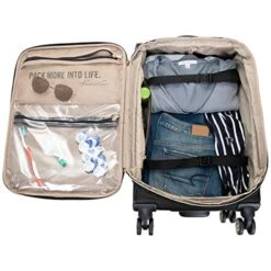 Kenneth Cole Reaction Women's Chelsea Luggage Chevron Softside 8-Wheel Spinner Expandable Suitcase Collection, Black, 2pc Bundle (Carry On+Backpack) -Vera Bradley Shop 51fCQggtQPL