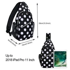 MOSISO Sling Backpack,Travel Hiking Daypack White Dot Rope Crossbody Chest Bag, Black -Vera Bradley Shop 51fuBrWozIL