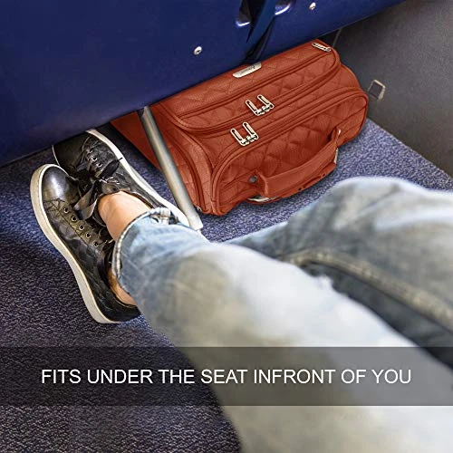 16.5" Underseat Women Luggage Carry On Suitcase - Small Rolling Tote Bag With Wheels (Orange) 7 16.5" Underseat Women Luggage Carry On Suitcase - Small Rolling Tote Bag With Wheels (Orange) - Image 5