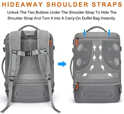 Carry On Backpack, Extra Large 40L Flight Approved Travel Backpack For Men & Women,Expandable Large Suitcase Backpacks With 4 Packing Cubes,Water Resistant Luggage Daypack Business Weekender Bag,Grey 7 Carry On Backpack, Extra Large 40L Flight Approved Travel Backpack For Men & Women,Expandable Large Suitcase Backpacks With 4 Packing Cubes,Water Resistant Luggage Daypack Business Weekender Bag,Grey - Image 5