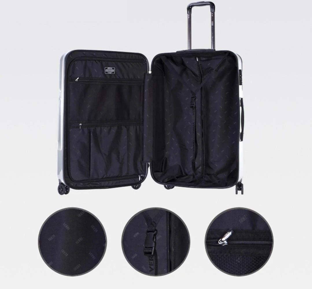 Suitcase, Lightweight, Large 28-Inch Hard-Shell Aluminum Alloy Suitcase, 4 Spinner Wheels, Abs Luggage Travel Trolley, Silver, 24 Inch 7 Suitcase, Lightweight, Large 28-Inch Hard-Shell Aluminum Alloy Suitcase, 4 Spinner Wheels, Abs Luggage Travel Trolley, Silver, 24 Inch - Image 5