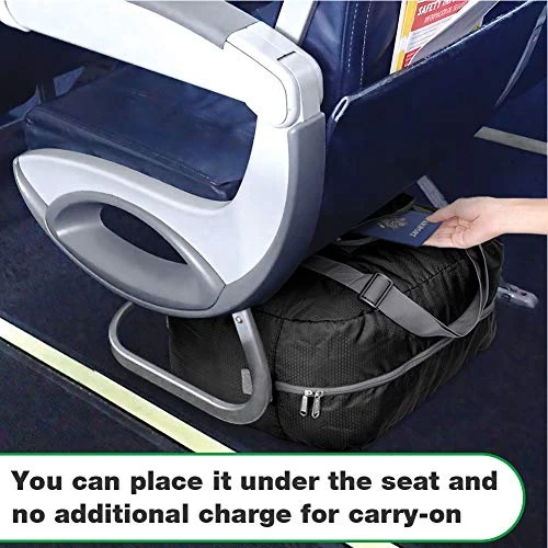 Wandf Foldable Travel Duffel Bag Luggage Sports Gym Water Resistant Nylon, Black 9 Wandf Foldable Travel Duffel Bag Luggage Sports Gym Water Resistant Nylon, Black - Image 7