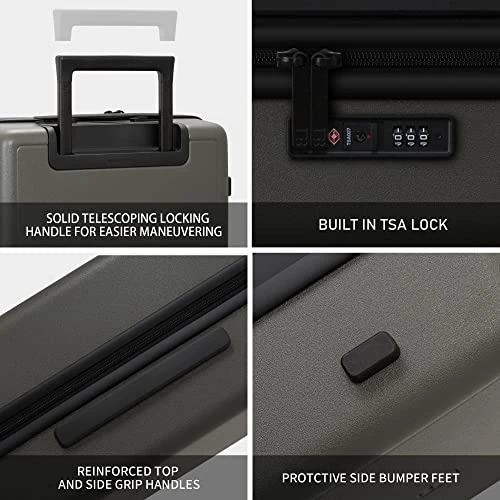 LEVEL8 Elegance Checked Luggage, 24 Inch Hardside Suitcase, Lightweight PC Matte Hardshell With TSA Lock, Spinner Wheels - Olive Green 6 LEVEL8 Elegance Checked Luggage, 24 Inch Hardside Suitcase, Lightweight PC Matte Hardshell With TSA Lock, Spinner Wheels - Olive Green - Image 4