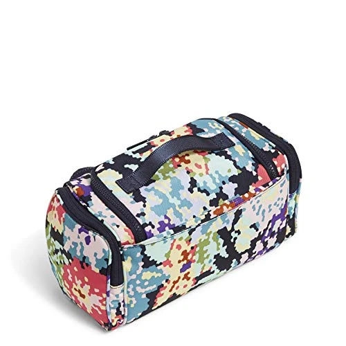 Vera Bradley Women's Recycled Lighten Up Reactive Large Travel Cosmetic Makeup Organizer Bag, Happy Blooms Cross-Stitch, One Size 4 Vera Bradley Women's Recycled Lighten Up Reactive Large Travel Cosmetic Makeup Organizer Bag, Happy Blooms Cross-Stitch, One Size - Image 2