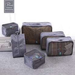 6 Set Packing Cubes Travel Luggage Organizer Waterproof Mesh Lightweight Suitcase Storage Bag Clothing Laundry Bag Shoe Bag (Grey) -Vera Bradley Shop 51jBc0Qm9PL