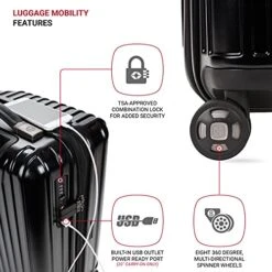 SwissGear 7910 Hardside Expandable Spinner Wheel Luggage With TSA Lock And USB, Black, Carry-On 20-Inch 19 SwissGear 7910 Hardside Expandable Spinner Wheel Luggage With TSA Lock And USB, Black, Carry-On 20-Inch -Vera Bradley Shop 51jW9OQvE3S