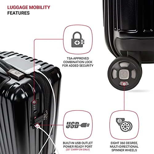 SwissGear 7910 Hardside Expandable Spinner Wheel Luggage With TSA Lock And USB, Black, Carry-On 20-Inch 11 SwissGear 7910 Hardside Expandable Spinner Wheel Luggage With TSA Lock And USB, Black, Carry-On 20-Inch - Image 9