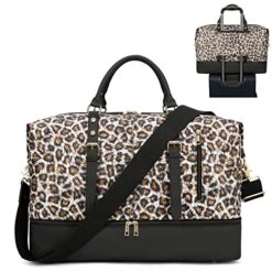 Weekender Overnight Bag Oversized Travel Duffel Leather For Men And Women (Brown Black Leopard Print) -Vera Bradley Shop 51jcB8C59HL