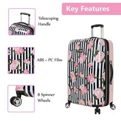 Betsey Johnson Designer Luggage Collection - Expandable 3 Piece Hardside Lightweight Spinner Suitcase Set - Travel Set Includes 20-Inch Carry On, 26 Inch And 30-Inch Checked Suitcase (Stripe Roses) -Vera Bradley Shop 51k4lvCJI9L
