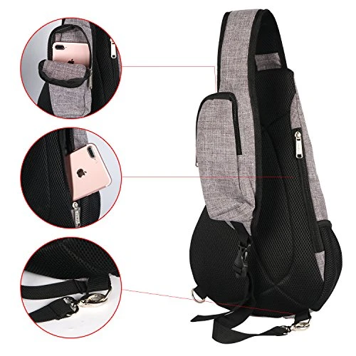 Freewander Nylon Sling Bag Shoulder Back Packs Crossbody Pack Chest Bags Black For Men (Gray) 8 Freewander Nylon Sling Bag Shoulder Back Packs Crossbody Pack Chest Bags Black For Men (Gray) - Image 6