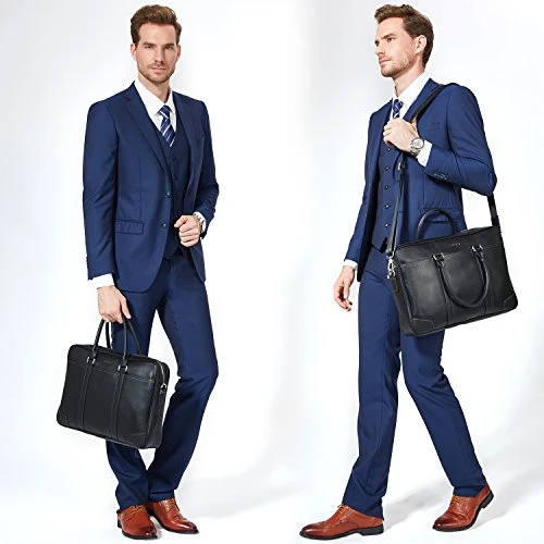 Bostanten Leather Briefcase Messenger Business Bags Laptop Handbag Black 4 Bostanten Leather Briefcase Messenger Business Bags Laptop Handbag Black - Image 2