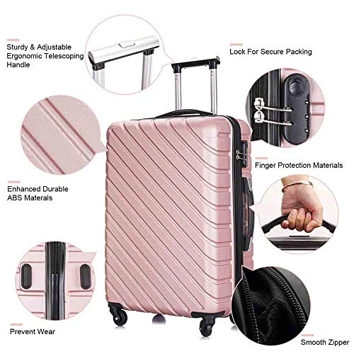 4 Piece Luggage Sets,Travel Suitcase Spinner Hardshell Lightweight W/Free Suitcase Cover& Hanger (Rose Gold, 18 20 24 28 Inch) 9 4 Piece Luggage Sets,Travel Suitcase Spinner Hardshell Lightweight W/Free Suitcase Cover& Hanger (Rose Gold, 18 20 24 28 Inch) - Image 7