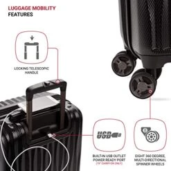 SwissGear 7272 Energie Hardside Luggage Carry-On Luggage With Spinner Wheels & TSA Lock, Black, 19” 19 SwissGear 7272 Energie Hardside Luggage Carry-On Luggage With Spinner Wheels & TSA Lock, Black, 19” -Vera Bradley Shop 51lDuOYkkFL