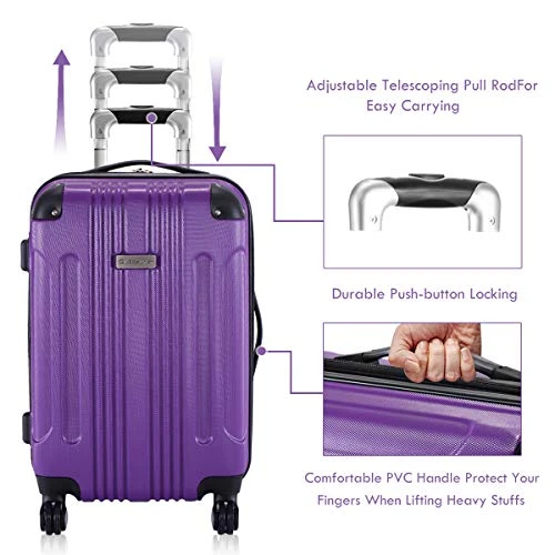 Goplus 20" ABS Carry On Luggage Expandable Hardside Travel Bag Trolley Rolling Suitcase GLOBALWAY (Purple) 8 Goplus 20" ABS Carry On Luggage Expandable Hardside Travel Bag Trolley Rolling Suitcase GLOBALWAY (Purple) - Image 6