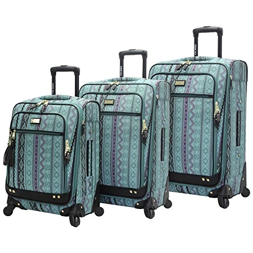 Steve Madden Designer Luggage Collection - 3 Piece Softside Expandable Lightweight Spinner Suitcase Set - Travel Set Includes 20 Inch Carry On, 24 Inch & 28-Inch Checked Suitcases (Print/Teal) 3 Steve Madden Designer Luggage Collection - 3 Piece Softside Expandable Lightweight Spinner Suitcase Set - Travel Set Includes 20 Inch Carry On, 24 Inch & 28-Inch Checked Suitcases (Print/Teal)