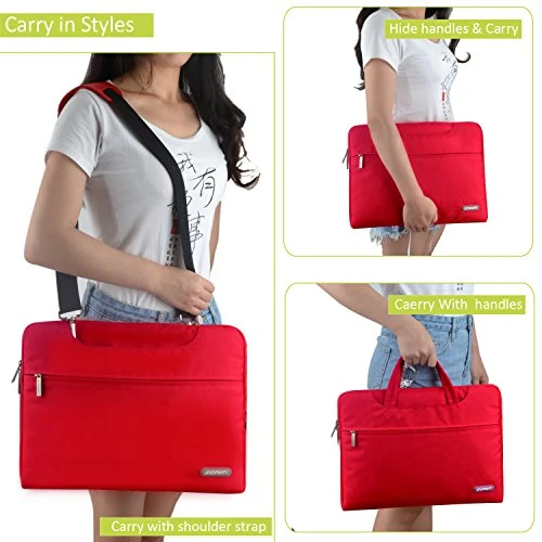 YOUPECK Water Repellent 11-11.6 Inch Laptop Shoulder Bag Compatible MacBook Air 11 12, Surface Pro, Sumsung Tab Polyester Protective Messenger Briefcase Men Women Carrying Handbag Sleeve Case, Red 8 YOUPECK Water Repellent 11-11.6 Inch Laptop Shoulder Bag Compatible MacBook Air 11 12, Surface Pro, Sumsung Tab Polyester Protective Messenger Briefcase Men Women Carrying Handbag Sleeve Case, Red - Image 6