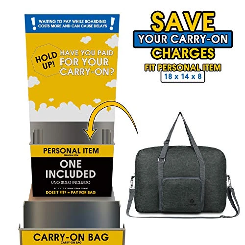 For Spirit Airlines Foldable Travel Duffel Bag Tote Carry On Luggage Sport Gym Duffle For Men And Women (Dark Grey) 4 For Spirit Airlines Foldable Travel Duffel Bag Tote Carry On Luggage Sport Gym Duffle For Men And Women (Dark Grey) - Image 2