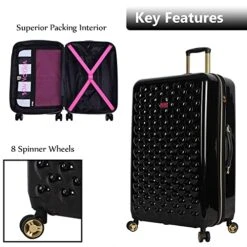 Betsey Johnson Luggage Hardside 3 Piece Set Suitcase With Spinner Wheels (20" 26" 30") (One Size, Heart To Heart Black)… -Vera Bradley Shop 51mO31GgUdL