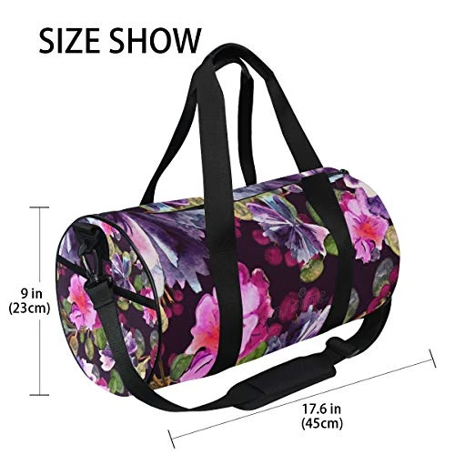 Duffel Bag Watercolor Purple Floral Women Garment Gym Tote Bag Best Sports Bag For Boys 8 Duffel Bag Watercolor Purple Floral Women Garment Gym Tote Bag Best Sports Bag For Boys - Image 6
