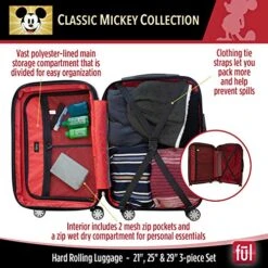FUL Disney Mickey Mouse 3 Piece Rolling Luggage Set, Hardside Suitcase With Spinner Wheels, 21 Inch, 25 Inch And 29 Inch, Black -Vera Bradley Shop 51mbHS12aIL