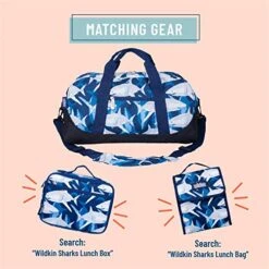 Wildkin Kids Overnighter Duffel Bags For Boys & Girls, Measures 18 X 9 X 9 Inches Duffel Bag For Kids, Carry-On Size & Ideal For School Practice Or Overnight Travel, BPA-free (Sharks) -Vera Bradley Shop 51mfBpWU2wL