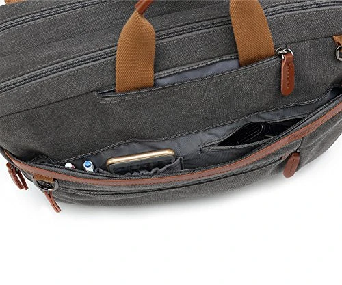 CoolBELL Convertible Backpack Shoulder Bag Messenger Bag Laptop Case Business Briefcase Leisure Handbag Multi-Functional Travel Rucksack Fits 17.3 Inch Laptop For Men/Women (Canvas Dark Grey) 8 CoolBELL Convertible Backpack Shoulder Bag Messenger Bag Laptop Case Business Briefcase Leisure Handbag Multi-Functional Travel Rucksack Fits 17.3 Inch Laptop For Men/Women (Canvas Dark Grey) - Image 6