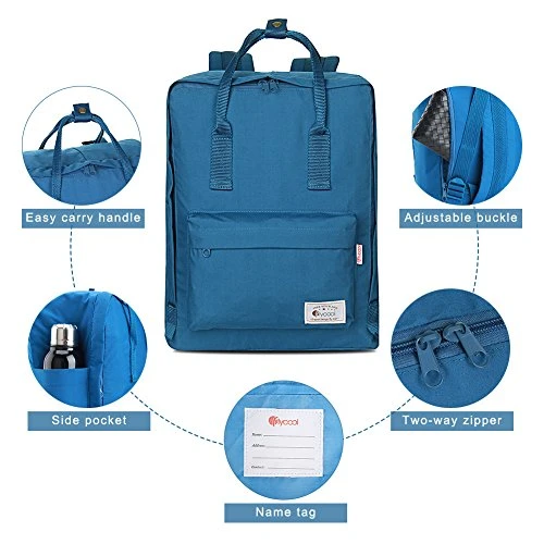 FLYCOOL Classic Canvas Square School Backpack Handbag For Women Navy 5 FLYCOOL Classic Canvas Square School Backpack Handbag For Women Navy - Image 3