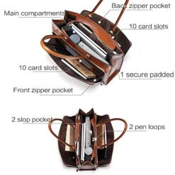 BOSTANTEN Women Leather Briefcase Vintage Shoulder 15.6" Laptop Tote Handbags Brown -Vera Bradley Shop 51nQw5H0MHL