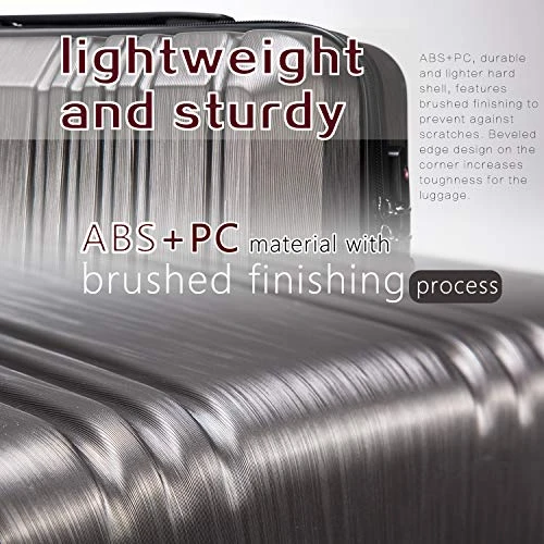 Coolife Luggage Suitcase PC+ABS With TSA Lock Spinner Carry On Hardshell Lightweight 20in 24in 28in (grey, M(24IN)) 8 Coolife Luggage Suitcase PC+ABS With TSA Lock Spinner Carry On Hardshell Lightweight 20in 24in 28in (grey, M(24IN)) - Image 6