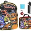 Bioworld Five Nights At Freddy's 16" School Backpack Lunch Box Water Bottle Lunch Kit -5 Piece Set