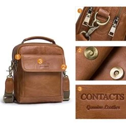 Contacts Mens Genuine Leather Crossbody Single-Shoulder 9" Mini IPad Messenger Tote Bag (Brown) -Vera Bradley Shop 51ncazxu3CL