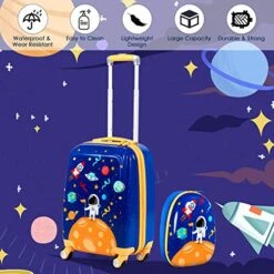 Goplus Kids Luggage Set, 12" & 18" Kids Carry On Luggage Set, Multi-directional Wheels Suitcase, Large Capacity Rolling Trolley Suitcase, Gift For Boys And Girls Toddlers Children Travel (Universe) -Vera Bradley Shop 51nlsYiKcpL