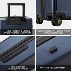 LEVEL8 Elegance Matte Carry-On Luggage, 20” Hardside Suitcase, Lightweight PC Matte Hardshell Spinner Trolley For Luggage, TSA Approved Cabin Luggage With 8 Spinner Wheels-Navy Blue, 20-Inch Carry-On -Vera Bradley Shop 51oQDxJHKKL