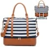 Womens Travel Weekend Bag Canvas Overnight Carry On Shoulder Duffel Beach Tote Bag (Blue Stripe With Shoe Compartment) 1 Womens Travel Weekend Bag Canvas Overnight Carry On Shoulder Duffel Beach Tote Bag (Blue Stripe With Shoe Compartment) -Vera Bradley Shop 51owAlIxcRL