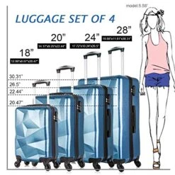 Semper Hardside Blue Luggage Sets With 4- Spinner Wheels, 4-Piece Lightweight Carry- On Suitcase Sets In 18" 20" 24" 28" FREE Luggage Scale -Vera Bradley Shop 51oy5ub5FVL