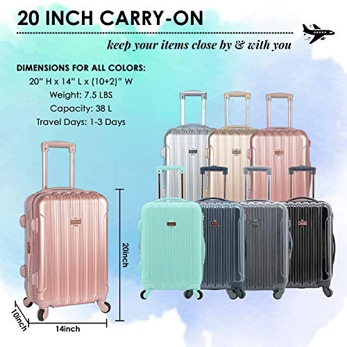 Kensie Women's Alma Hardside Spinner Luggage, Rose Gold, Carry-On 20-Inch 9 Kensie Women's Alma Hardside Spinner Luggage, Rose Gold, Carry-On 20-Inch - Image 7