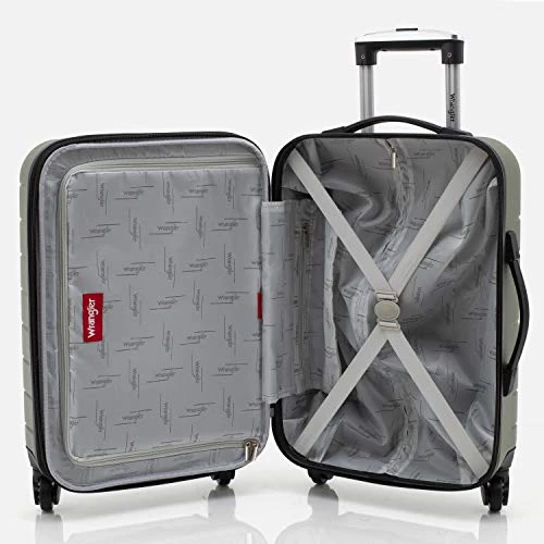 Wrangler Smart Luggage Set With Cup Holder And USB Port, Olive Green, 20-Inch Carry-On 5 Wrangler Smart Luggage Set With Cup Holder And USB Port, Olive Green, 20-Inch Carry-On - Image 3