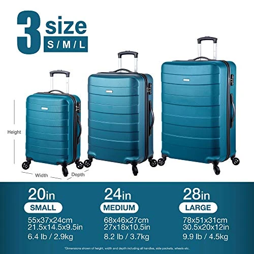 Regent Square Travel - 3 Piece Luggage Sets With Build-In TSA Lock And Spinner Goodyear Wheels – Mangusta, Hard Case (Petrol Blue) 6 Regent Square Travel - 3 Piece Luggage Sets With Build-In TSA Lock And Spinner Goodyear Wheels – Mangusta, Hard Case (Petrol Blue) - Image 4