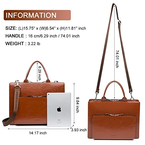 Bostanten Leather Briefcase Shoulder Laptop Business Vintage Slim Bags For Men & Women 9 Bostanten Leather Briefcase Shoulder Laptop Business Vintage Slim Bags For Men & Women - Image 7