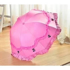 Honeystore Princess Lace Ultraviolet-Proof Triple Folding Umbrella Dome Parasol Fuchsia -Vera Bradley Shop 51q9q9ei4vL