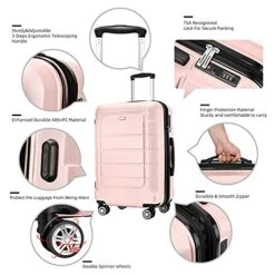 SHOWKOO Luggage Sets Expandable PC+ABS Durable Suitcase Double Wheels TSA Lock Pink 3pcs -Vera Bradley Shop 51qec36PHFL