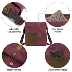 Small Messenger Bag For Women,VASCHY Vintage Canvas Leather Lightweight Crossbody Bag Burgundy 12 Small Messenger Bag For Women,VASCHY Vintage Canvas Leather Lightweight Crossbody Bag Burgundy -Vera Bradley Shop 51qiBNcYu1L
